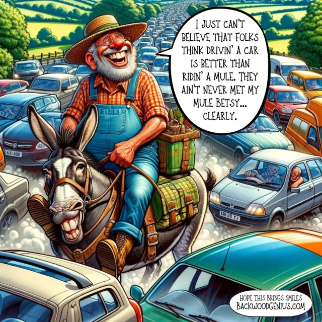 Horseback Commute — BackwoodGenius original illustration