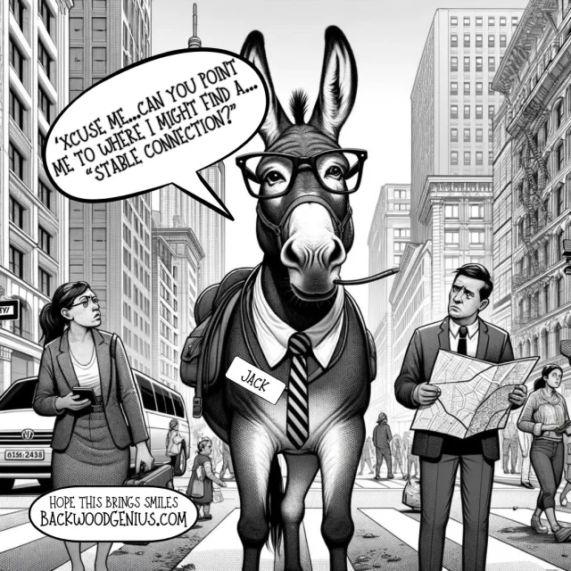 Mule Executive — BackwoodGenius original illustration
