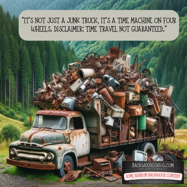 Junk Truck Time Machine — BackwoodGenius original illustration