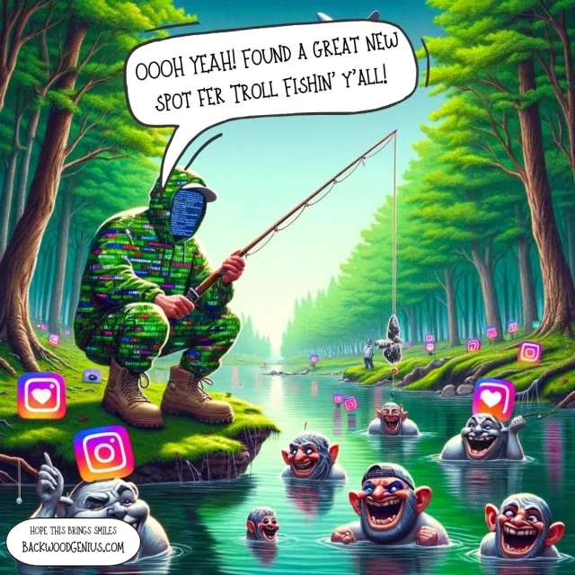 Troll-Fishing — BackwoodGenius original illustration