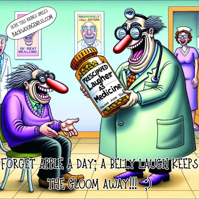 Prescription Laughter — BackwoodGenius original illustration