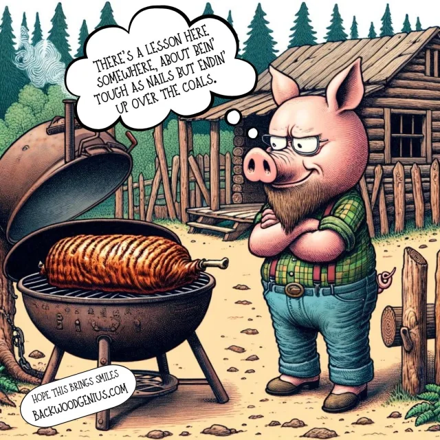 Pig at the Grill — BackwoodGenius original illustration
