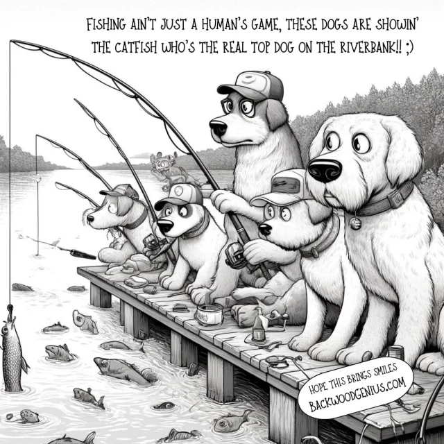 Pup Fishing — BackwoodGenius original illustration