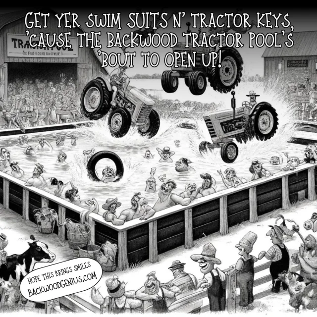 Tractor Pool — BackwoodGenius original illustration