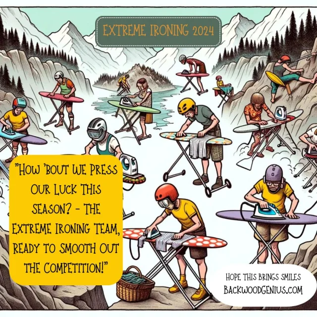 Extreme Ironing — BackwoodGenius original illustration