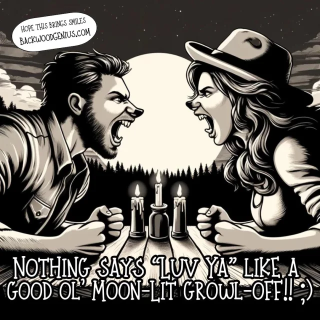 Moonlit Growl-Off — BackwoodGenius original illustration