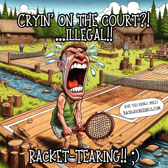 Racket-Tearing — BackwoodGenius original illustration