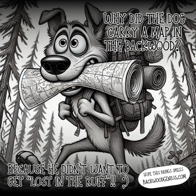 Log Carrying Dog — BackwoodGenius original illustration