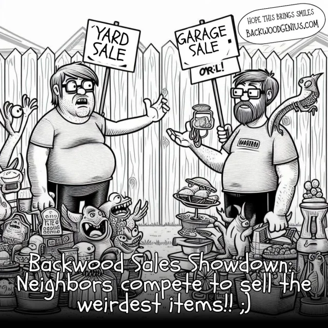 Yard Sale Showdown — BackwoodGenius original illustration