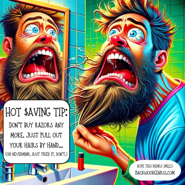 Shaving Surprise — BackwoodGenius original illustration