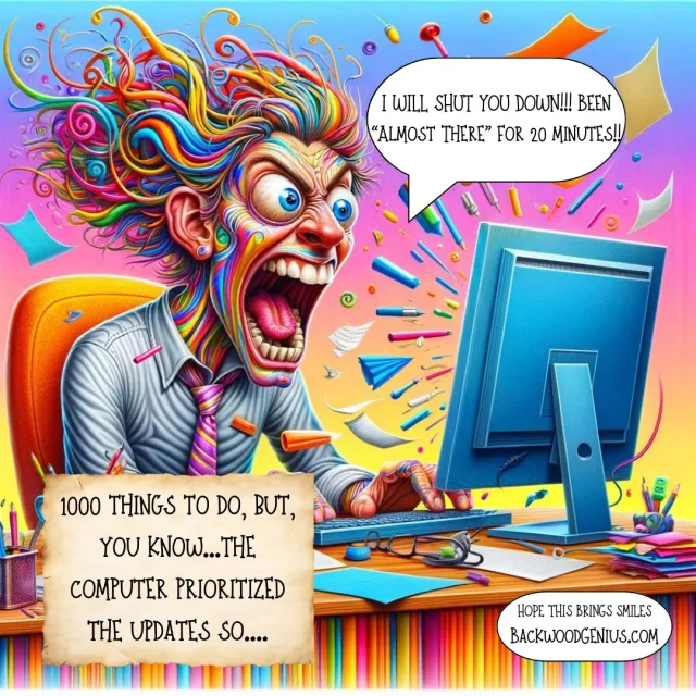 Computer Froze — BackwoodGenius original illustration