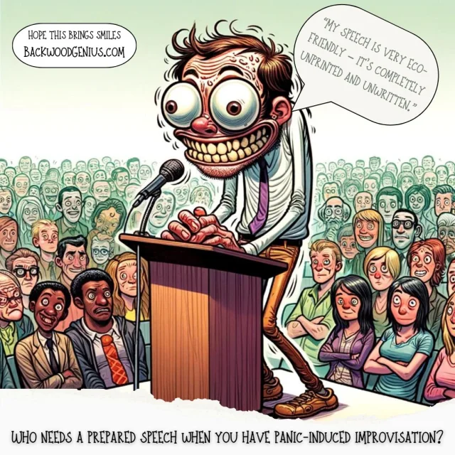Public Speaking — BackwoodGenius original illustration